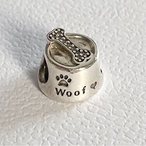 Authentic Pandora Sterling Silver “Woof”Dog Dish Charm